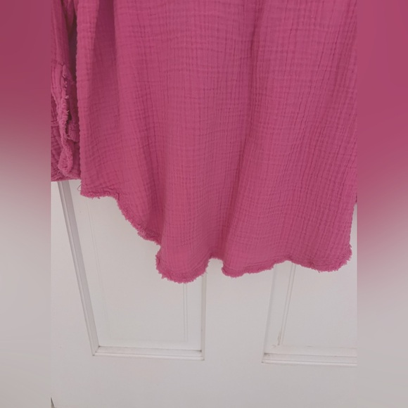 Aerie Pool-To-Party Cover Up Shirt Hot Pink Medium - Picture 8 of 9